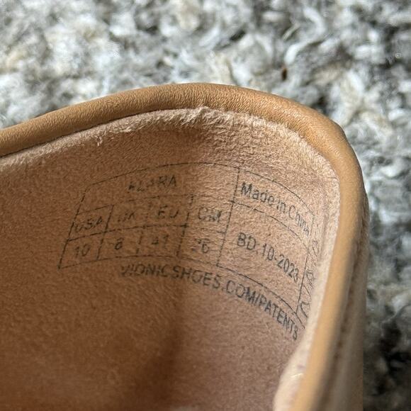 Vionic Klara Camel Brown Flats Size 10 Leather Bow Ballet Shoe Comfort READ - Picture 9 of 11